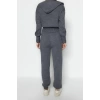 Moda Triko Düz Kapüşonlu Casual Günlük Mint Kapüşonlu Triko Alt-Üst Takım