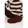 Fashion Knitwear Striped Stand Collar Casual Daily Wide Pattern Striped Knitwear Bottom-Top Set