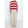 Fashion Knitwear Striped Stand Collar Casual Daily Wide Pattern Striped Knitwear Bottom-Top Set