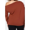Fashion Plus Size Asymmetric Collar Knitted Relaxed Plain Pattern Casual Daily Regular Long Sleeve Blouse