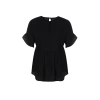Fashion Plus Size Crew Neck Woven Oversize Plain Pattern Casual Daily Regular Short Sleeve Blouse