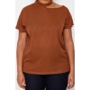Fashion Plus Size Crew Neck Knitted Regular Plain Pattern Casual Daily Regular Short Sleeve Blouse