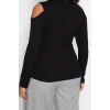 Fashion Plus Size Crew Neck Knitted Fit Plain Pattern Casual Daily Crop Long Sleeve Blouse