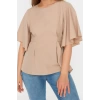 Fashion Plus Size Crew Neck Woven Regular Plain Pattern Casual Daily Regular Short Sleeve Blouse
