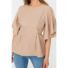 Fashion Plus Size Crew Neck Woven Regular Plain Pattern Casual Daily Regular Short Sleeve Blouse