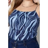 Fashion Plus Size Square Collar Knitted Fit Printed Pattern Casual Daily Crop Top Strappy Sleeve Blouse