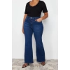 Fashion Plus Size V Neck Knitted Fit Plain Pattern Casual Daily Regular Three Quarter Sleeve Blouse