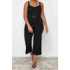Moda Büyük Beden Kalp Yaka Triko Fit Düz Desen Casual Günlük Regular Askılı Kol Bluz