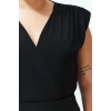 Moda Büyük Beden Kruvaze Örme Fit Düz Desen Casual Günlük Regular Kolsuz Bluz