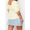 Fashion Plus Size Square Collar Knitted Fit Floral Pattern Casual Daily Regular Short Sleeve Blouse
