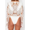 Moda Kayık Yaka Triko Regular Ajurlu Desen Plaj Crop Uzun Kol Bluz