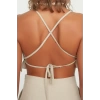 Fashion Crew Neck Woven Regular Plain Pattern Beach Crop Sleeveless Blouse