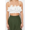 Moda Straplez Dokuma Slim Fit Düz Desen Plaj Crop Askılı Kol Bluz