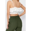 Moda Straplez Dokuma Slim Fit Düz Desen Plaj Crop Askılı Kol Bluz