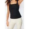 Fashion Square Collar Knitted Fit Plain Pattern Sportswear Regular Strappy Sleeve Blouse