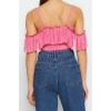 Fashion V Neck Knitted Regular Plain Pattern Chic Night Crop Short Sleeve Blouse