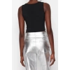 Moda Kalp Yaka Örme Fit Düz Desen Şık gece Crop Askılı Kol Bluz