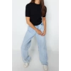 Moda Bisiklet Yaka Triko Regular Düz Desen Casual Günlük Crop Kısa Kol Bluz