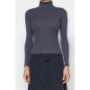 Fashion Turtleneck Knitted Slim Plain Pattern Casual Daily Regular Long Sleeve Blouse