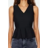 Fashion V Neck Woven Fit Plain Pattern Casual Daily Regular Sleeveless Blouse