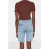 Fashion Polo Collar Knitted Slim Slogan Pattern Casual Daily Crop Short Sleeve Blouse