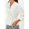 Fashion Double Breasted Woven Regular Plain Pattern Casual Daily Regular Long Sleeve Blouse
