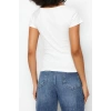 Fashion Heart Neck Knitted Fit Plain Pattern Casual Daily Regular Short Sleeve Blouse
