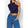 Fashion Crew Neck Knitted Slim Plain Pattern Casual Daily Crop Long Sleeve Blouse