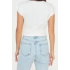 Fashion Crew Neck Knitted Slim Plain Pattern Casual Daily Crop Short Sleeve Blouse