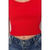 Fashion Square Collar Knitwear Slim Plain Pattern Casual Daily Crop Strappy Sleeve Blouse