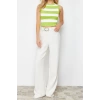 Fashion Crew Neck Knitwear Slim Striped Pattern Casual Daily Crop Sleeveless Blouse