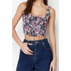 Fashion Square Neck Knitted Slim Floral Pattern Casual Daily Super Crop Sleeveless Blouse