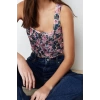 Fashion Square Neck Knitted Slim Floral Pattern Casual Daily Super Crop Sleeveless Blouse