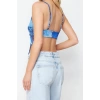Fashion Cowl Neck Knitted Slim Geometric Pattern Casual Daily Crop Top Strappy Sleeve Blouse