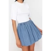 Fashion Crew Neck Knitted Slim Plain Pattern Casual Daily Regular Three Quarter Sleeve Blouse