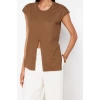 Fashion Crew Neck Knitwear Slim Plain Pattern Casual Daily Regular Sleeveless Blouse
