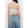Moda Kalp Yaka Triko Regular Düz Desen Casual Günlük Crop Askılı Kol Bluz