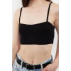 Moda Kalp Yaka Triko Regular Düz Desen Casual Günlük Crop Askılı Kol Bluz