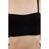 Moda Kalp Yaka Triko Regular Düz Desen Casual Günlük Crop Askılı Kol Bluz
