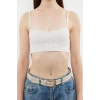 Moda Kalp Yaka Triko Regular Düz Desen Casual Günlük Crop Askılı Kol Bluz