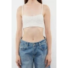 Moda Kalp Yaka Triko Regular Düz Desen Casual Günlük Crop Askılı Kol Bluz