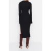 Moda Slim Casual Günlük Fırçalı Rejenere Kaşkors Örme Polo Yaka Uzun Kol Bodycone Midi Boy Elbise