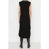 Moda Regular Casual Günlük Tek Plaka Triko V Yaka Kolsuz Kol Shift Midi Boy Elbise