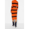 Moda Slim Casual Günlük Tek Plaka Triko Dik Yaka Uzun Kol Bodycone Midi Boy Elbise