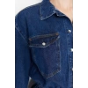 Moda Regular Mezuniyet Balo Rigid Denim Gömlek Yaka Kısa Kol Skater Kısa Boy Elbise