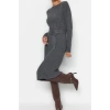 Moda Regular Casual Günlük Tek Plaka Triko Kayık Yaka Uzun Kol A-Line Midi Boy Elbise