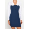 Moda Fit Business Finike Woven Shirt Collar Long Sleeve Bodycon Mini Dress