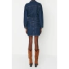 Fashion Slim Stylish Evening Dress Night Rigid Denim Shirt Collar Three Quarter Sleeve Bodycone Mini Length Dress