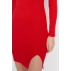Fashion Slim Day Night Single Plate Knitwear Crew Neck Long Sleeve Bodycon Mini Length Dress