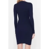 Fashion Slim Day Night Single Plate Knitwear Crew Neck Long Sleeve Bodycon Mini Length Dress